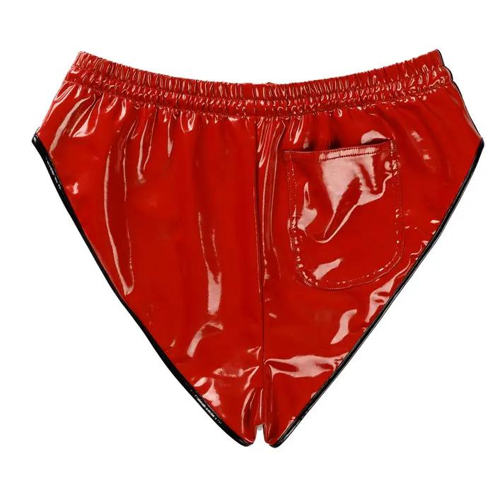 Culottes de bikini en similicuir PVC pour femme, sexy, coupe haute, brillantes, pour club de nuit, maillot de bain brillant