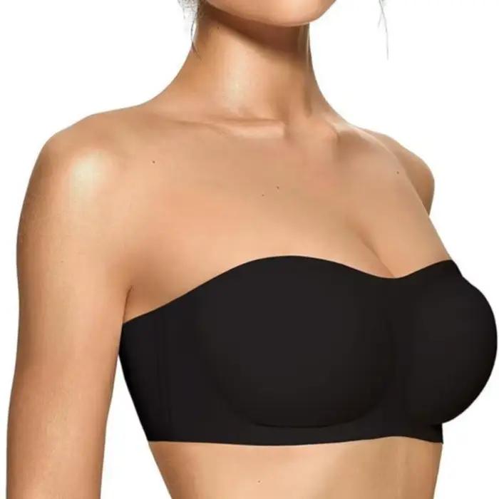 Soutien-gorge sans bretelles pour femmes avec soutien push-up, soutien-gorge antidérapant, confortable et respirant, soutien-gorge uni pour femmes