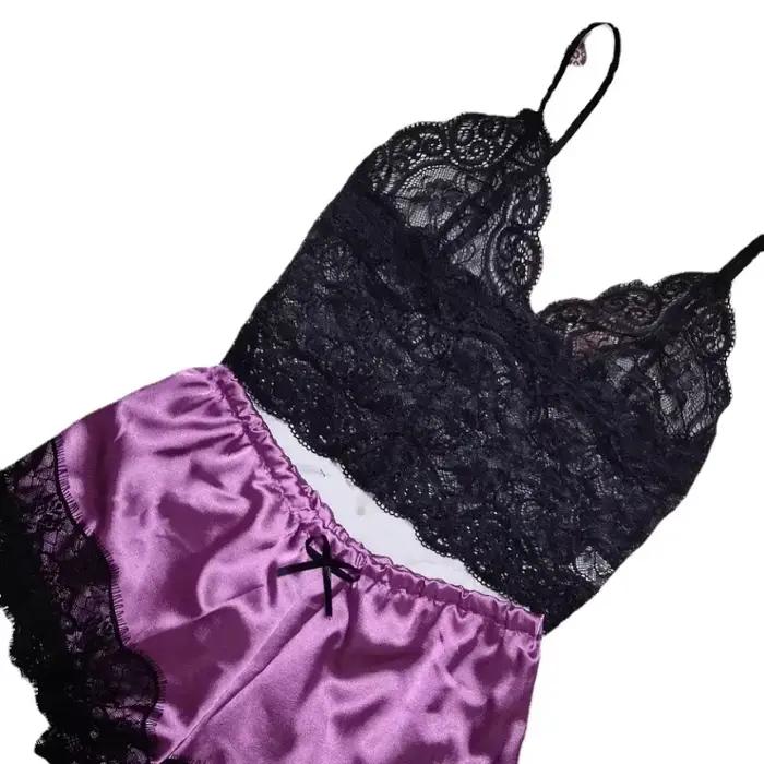 Ensembles de pyjama en dentelle pour femmes, vêtements de nuit, lingerie sexy, short court en Y, vêtements de nuit Babydoll, vêtements de détente