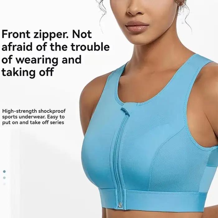 Soutien-gorge de sport grande taille pour femmes, haute résistance, absorbant les chocs, haut de course, fermeture éclair, sans support en acier, sous-vêtements, gilet de Yoga