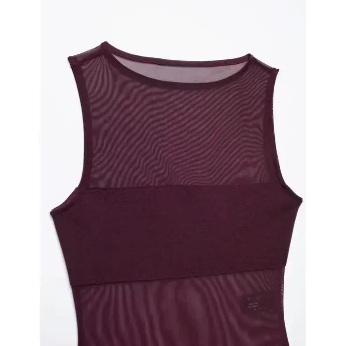 Combinaison en tulle pour femmes, printemps-été, sexy, légère, col rond, sans manches, style plage, combinaison féminine