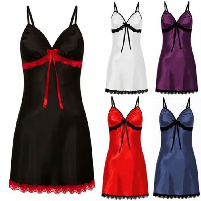 Chemise de nuit sexy pour femmes nuisette sexy vêtements de nuit grande taille dentelle florale femme lingerie bretelles chemise de nuit Robe nuisette été