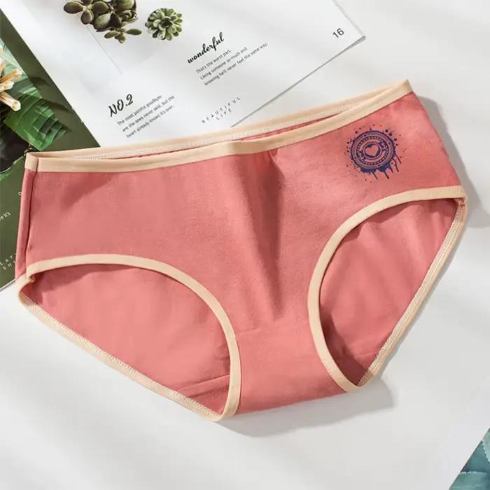 Culotte en coton taille moyenne pour femme, sous-vêtement décontracté et respirant, couleur unie, 2021