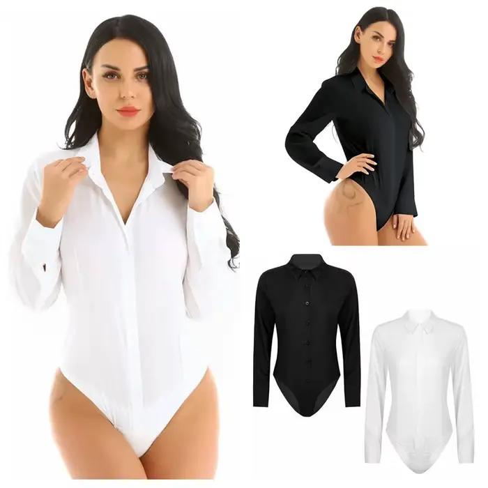 Chemises boutonnées à manches longues pour femmes, body, haut de carrière, chemisier de travail facile d'entretien, pour bureau, occasions formelles d'affaires