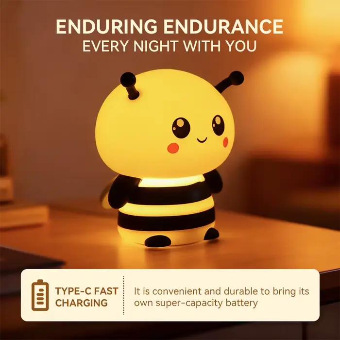 Veilleuse abeille, lampe de chevet rechargeable, gradation à commande tactile, fonction minuterie, idéale pour la décoration de la maison, choix cadeau parfait