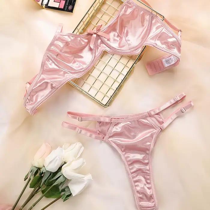 Ensemble de lingerie française en promotion pour filles, avec un nœud exquis, respirant, pantalon et soutien-gorge confortables et amples pour femmes