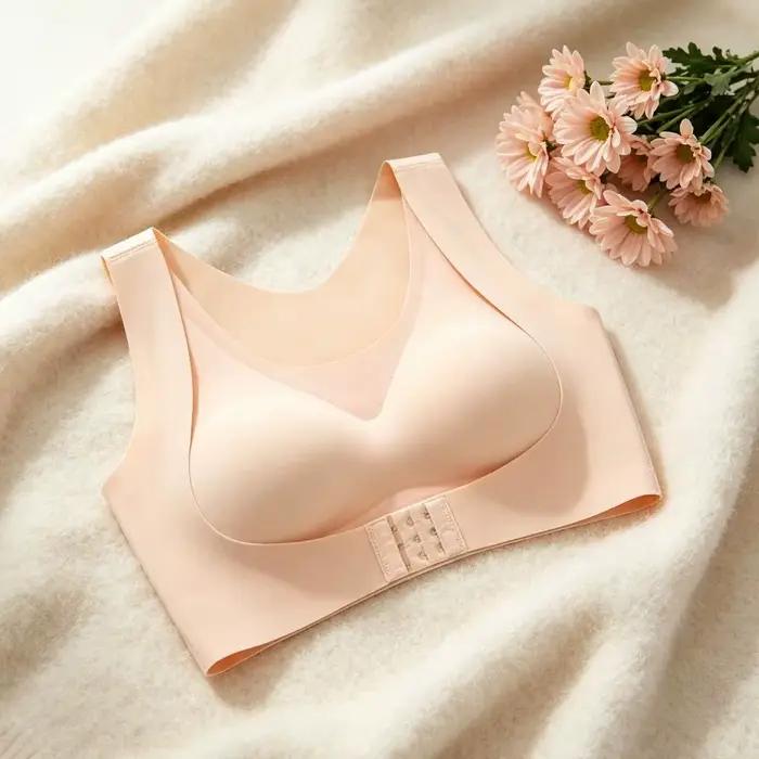 Soutien-gorge correcteur de posture à fermeture avant, dos croisé, antichoc, sans coutures, push-up 2-en-1 pour femme, améliore la posture et corrige la cyphose