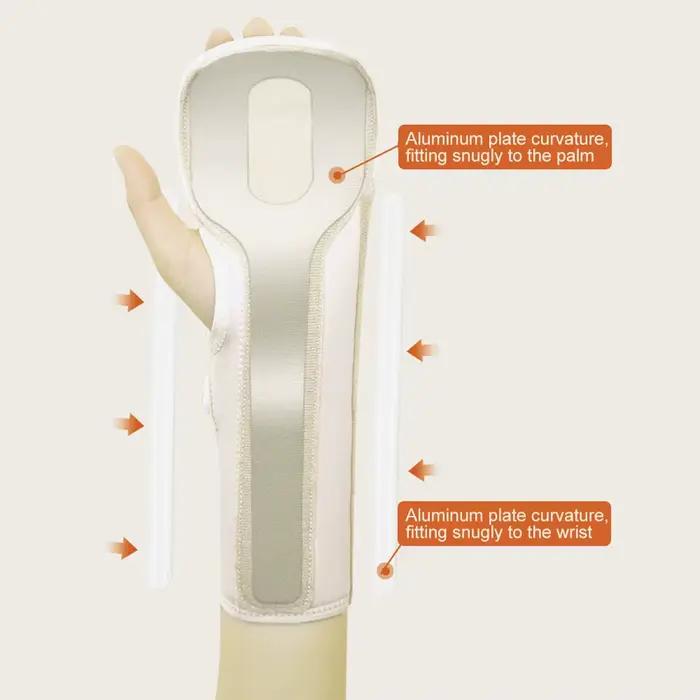 Attelle de repos pour la main avec bouton réglable, immobilisateur nocturne avec éclisses amovibles pour soulager la douleur, attelle main et poignet (1 pièce)