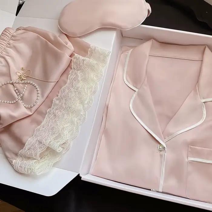 Pyjama d'été en soie glacée pour femmes, Simple, Ins, haute valeur, doux, manches courtes, vêtements de maison, nouvelle collection
