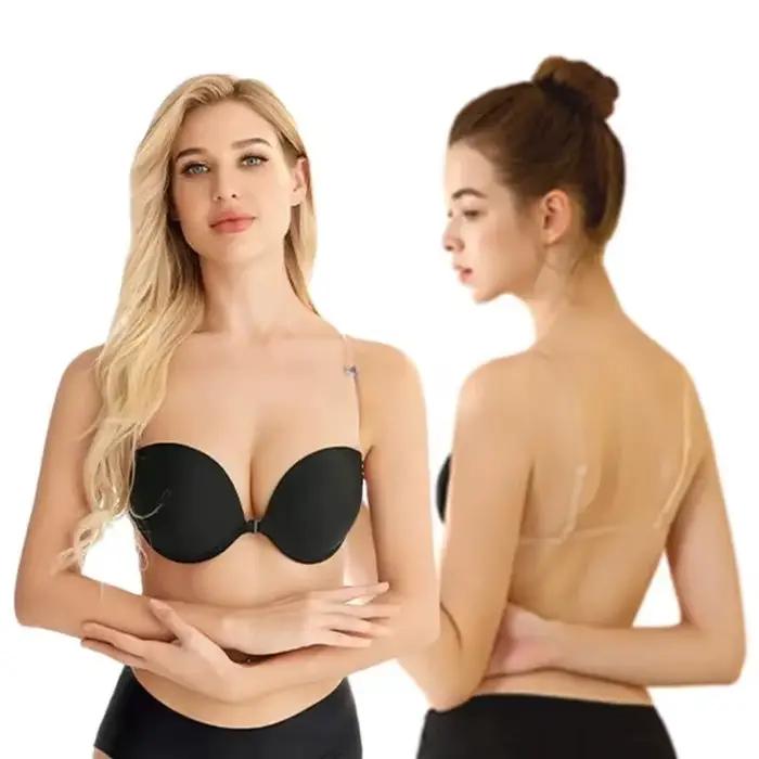 Soutien-gorge push-up multi-positions sans dos - Bralette invisible avec bretelles transparentes amovibles pour mariée, tenue de soirée, lingerie sexy