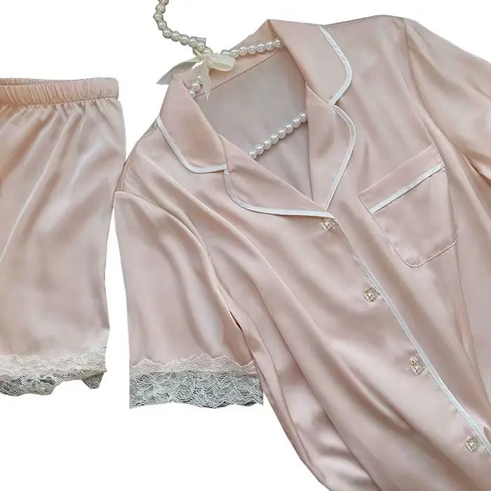 Pyjama d'été en soie glacée pour femmes, Simple, Ins, haute valeur, doux, manches courtes, vêtements de maison, nouvelle collection