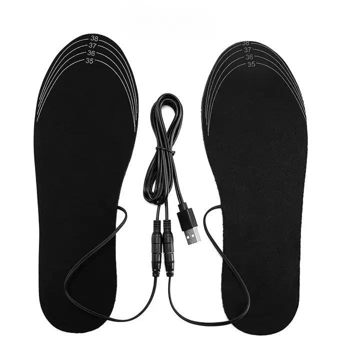 Semelles chauffantes électriques d'hiver USB chauffage pieds plus chauds chaussures thermiques chaussette coussin semelles chauffantes lavable pleine fièvre des pieds unisexe