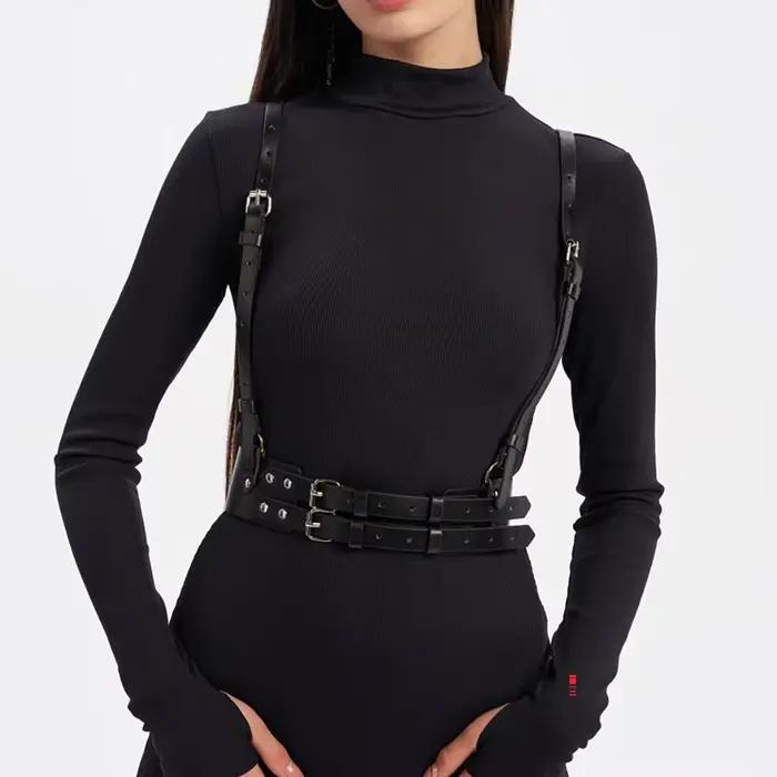 Punk Taille Harnais Corset en cuir SFP pour femme, ceinture réglable, accessoires vestisens, environnement, mode, punk