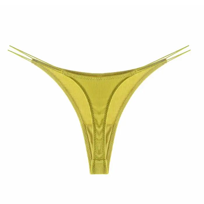 Fille montrant de vraies culottes femmes sous-vêtements solides V String culotte Lingerie sous-vêtements femmes Bikini
