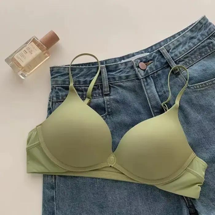 Soutien-gorge push-up à fermeture frontale pour femme – Conception de bonnet non vide sans couture, dos profond en forme de U et lingerie ultra fine d'été