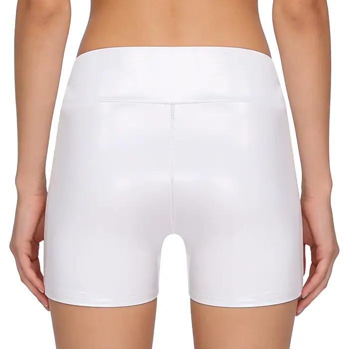 Shorts en similicuir PU taille haute effet mouillé pour femme, style pole dance, moulants et extensibles, pour soirées en boîte de nuit et raves
