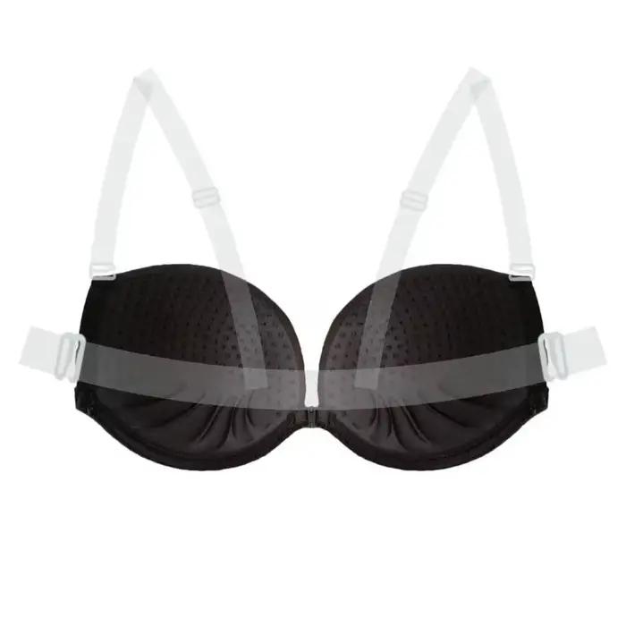Soutien-gorge push-up multi-positions sans dos - Bralette invisible avec bretelles transparentes amovibles pour mariée, tenue de soirée, lingerie sexy