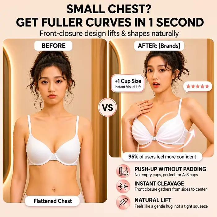 Soutien-gorge push-up à fermeture avant pour femme, dos en U, sans couture, sans armatures, ultra-fin, bralette d'été, rehaussement pour petite poitrine, bretelles amovibles