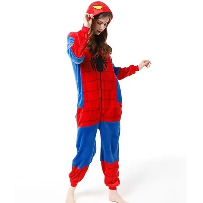 Ensemble de pyjama rouge araignée pour enfants, vêtements de nuit Kigurumi à capuche, glouton, cosplay de dessin animé animal, garçon, fille