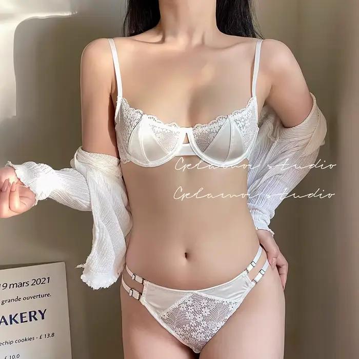 Soutien-gorge Sexy pour femmes, demi-tasse, dentelle Ultra-fine, gros seins, petite poitrine, Anti-affaissement, ensemble de soutien-gorge, sous-vêtements Sexy