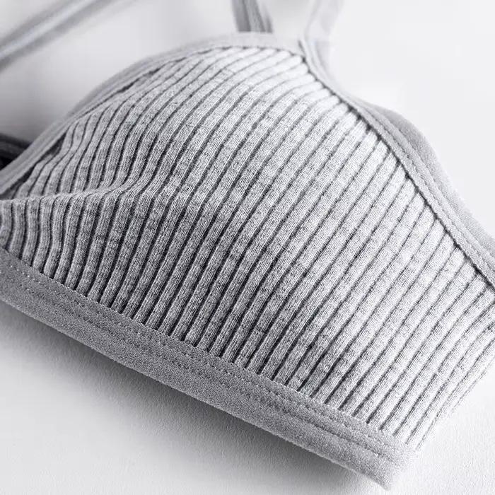 Soutiens-gorge en coton confortables pour femmes, style fin, bralette sans doublure, sexy, coupe triangle en V profond, dos croisé, soutien-gorge de beauté