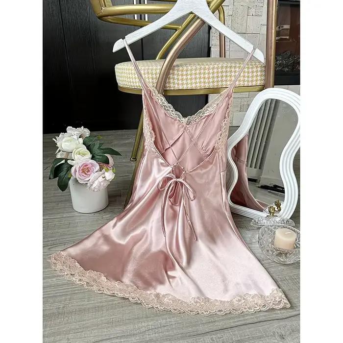 Chemise de nuit sexy en dentelle patchwork, lingerie, robe de mariée en soie, vêtements de nuit pour femmes, nuisette sexy