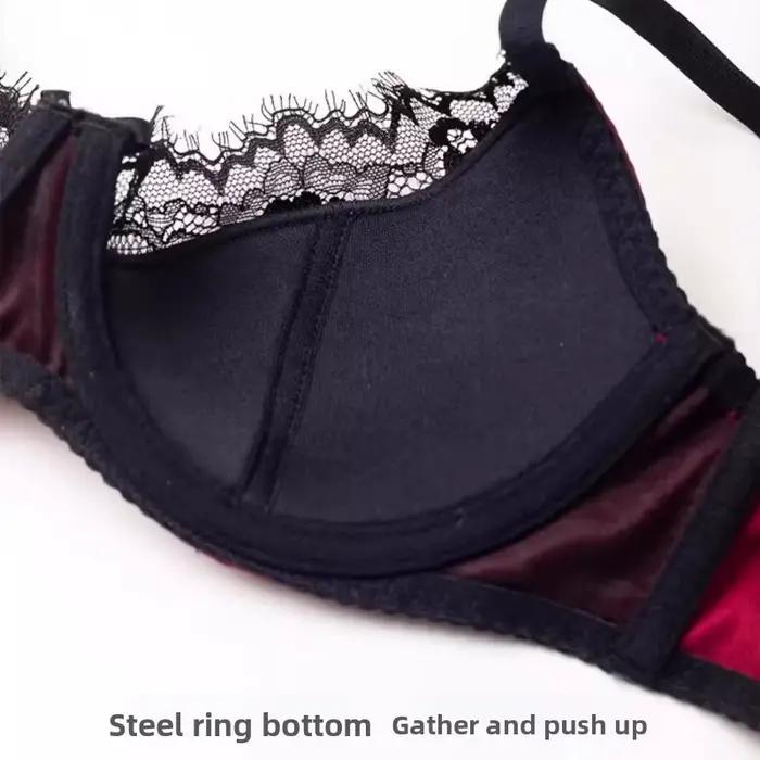 Ensemble de soutien-gorge de nuit de mariage rouge, sexy français, Bralette en dentelle, fine, réglable et cintrée pour petite poitrine