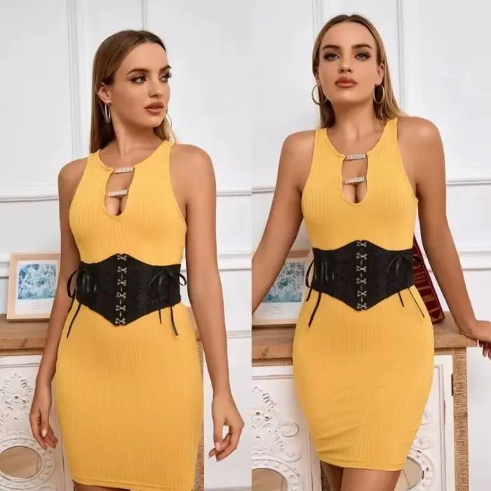 Corset large élégant en dentelle noire, accessoires de robe, gaine amincissante élastique pour le corps
