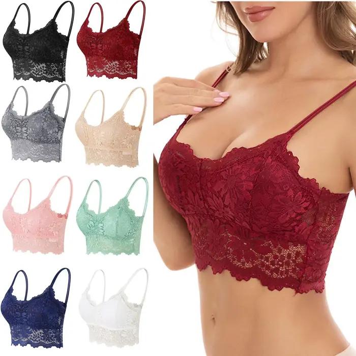 Soutien-gorge Sexy en dentelle florale pour femmes, Bralette rembourrée, Push Up, Lingerie fine, à la mode, sans fil, sous-vêtements Camis