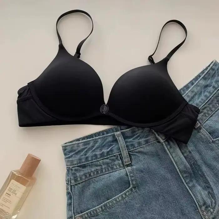 Soutien-gorge push-up à fermeture frontale pour femme – Conception de bonnet non vide sans couture, dos profond en forme de U et lingerie ultra fine d'été
