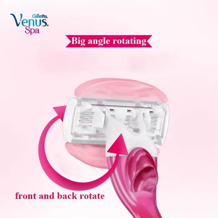 Gillette Venus-Lame de rasoir avec spa lisse pour femme, lame de rasage tranchante à 3 couches, tête de rechange, cadeaux pour dame, courbe du corps