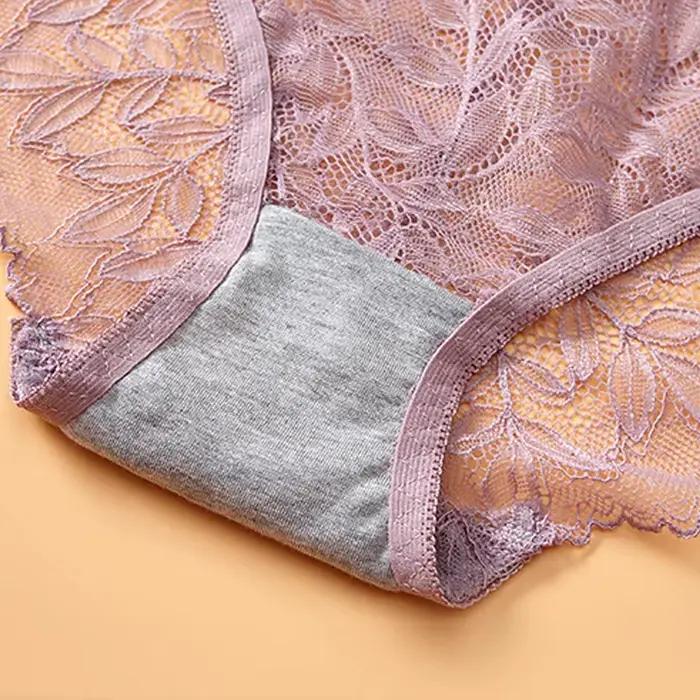 Culotte Géométrique en Dentelle pour Femme, Sous-Vêtement Sexy, Taille Basse, Lingerie Féminine