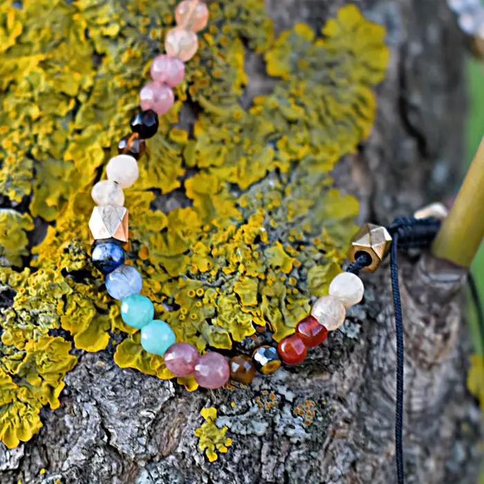 Bracelet à breloques en pierre naturelle arc-en-ciel pour femme, chaîne réglable, cristal de guérison perlé, bijoux, document, 7 chakras