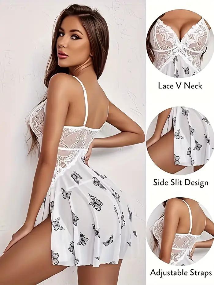 Lingerie sexy pour femmes, vêtements de nuit en dentelle, sous-vêtements sexy, robe en dentelle transparente, chemise de nuit, vêtements érotiques
