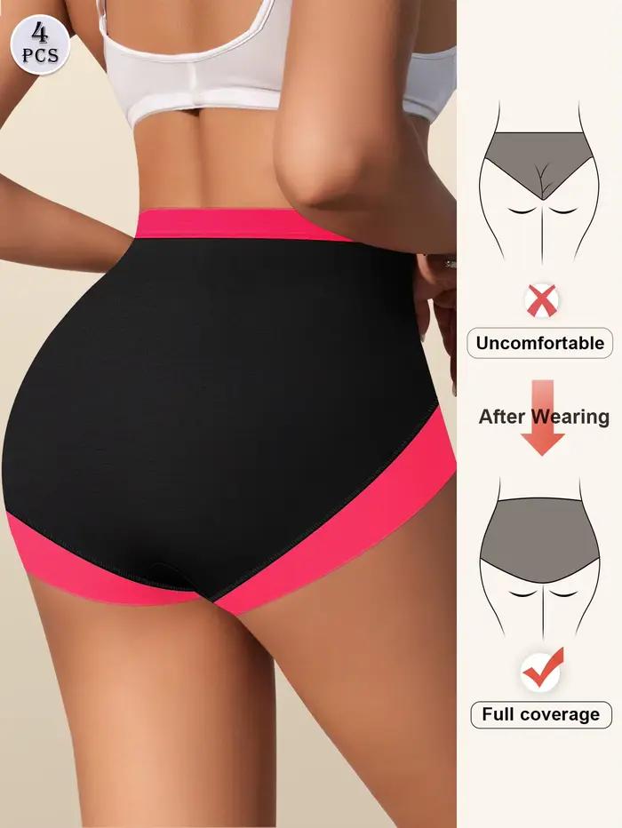 Culotte taille haute pour femmes, 4 pièces, ceinture de serrage du ventre, sous-vêtements confortables en coton, respectueux de la peau, respirant, levage des hanches