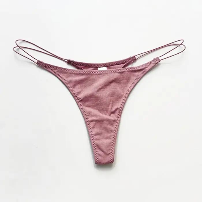 Fille montrant de vraies culottes femmes sous-vêtements solides V String culotte Lingerie sous-vêtements femmes Bikini