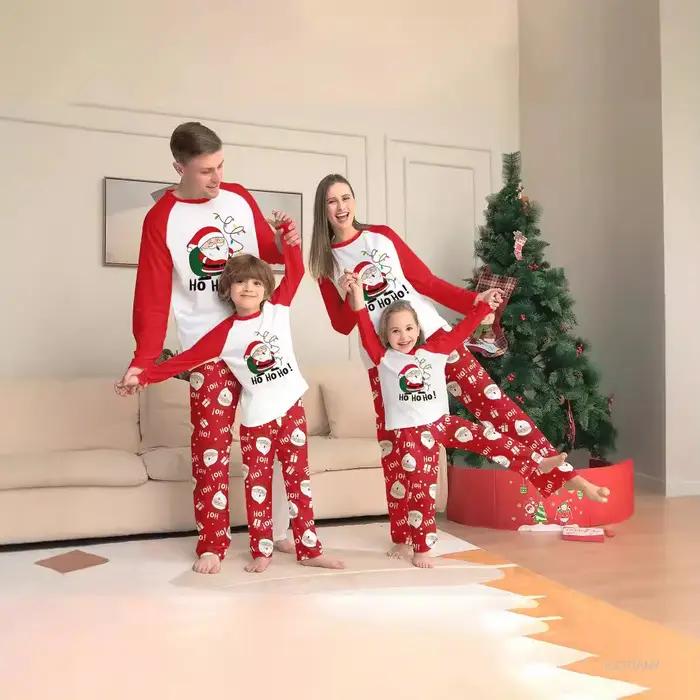 Vánoční rodinné pyžamo Sada rodič-dítě Dospělí Děti Cosplay Kreslený Santa Claus Potisk Miminko Prázdniny