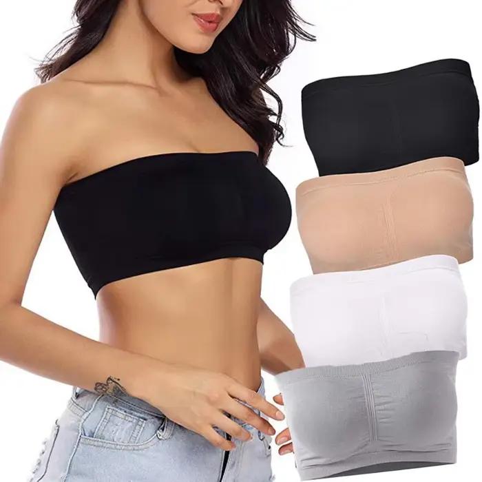 Soutien-gorge de sport sans couture pour femme, sans armatures, design simple, bandeau enveloppant la poitrine, style tube top
