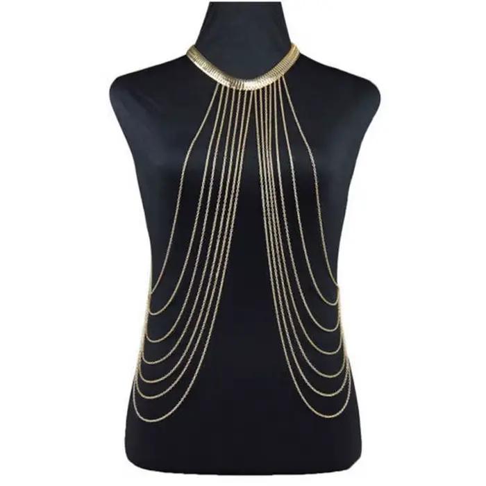 Bijoux de corps Sexy pour femmes, chaîne de poitrine, Bikini, chaîne de taille croisée, costume de plage, mode Simple de luxe