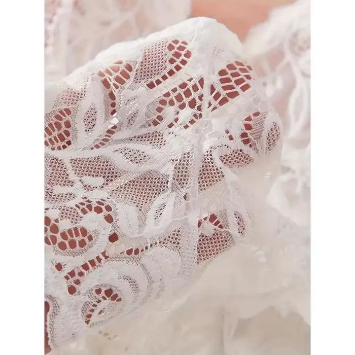 Ensemble de Lingerie en dentelle pour femmes, nuisette transparente, chemise de nuit avec culotte, vêtements de nuit Sexy en dentelle, ensemble pyjama pour femmes