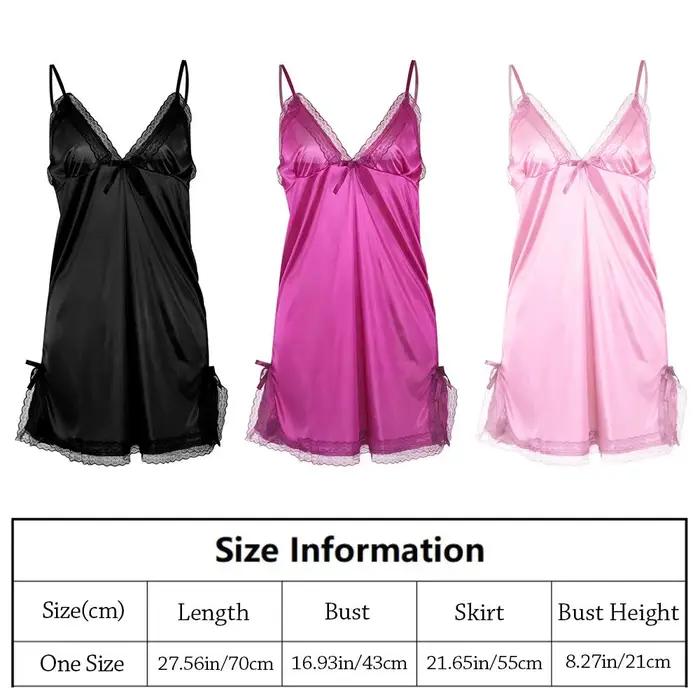 Mignon dentelle Camisola Patchwork femmes chemises de nuit robe en soie nœuds papillon Lingerie nuisette femmes