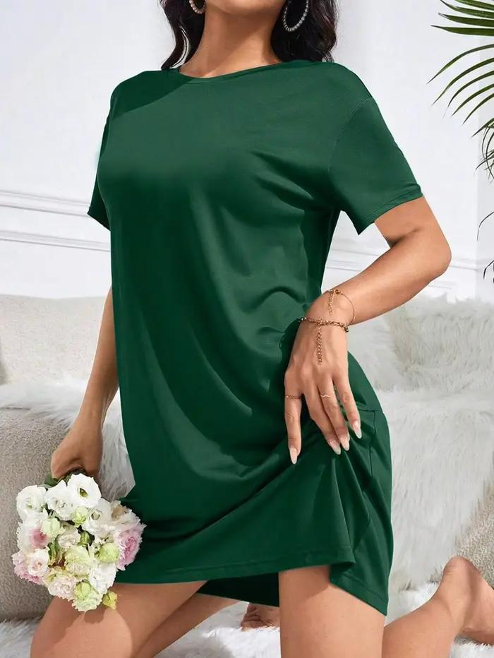 Pyjama simple et élégant pour femmes, idéal pour la maison, jupe respirante mi-longue, robe courte