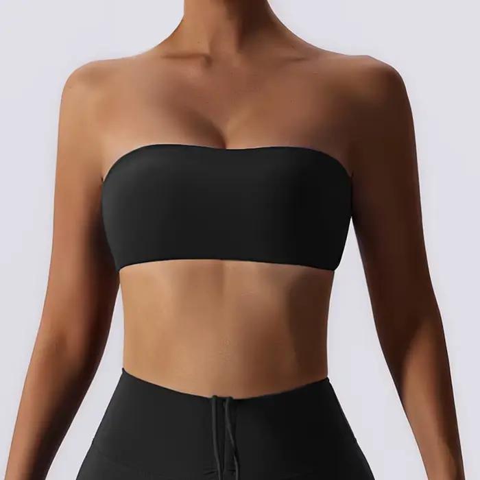 Soutien-gorge de sport femmes Fitness soutien-gorge intime sans bretelles Bustier Bandeau respirant enveloppé poitrine hauts de sport sous-vêtements de sport soutien-gorge de Yoga