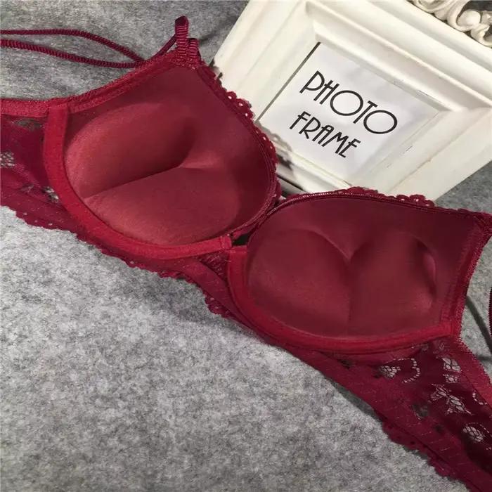 Soutien-gorge brodé en dentelle avec nœud papillon pour femme, sous-vêtement sexy, ensemble de lingerie, sous-vêtement de marque, bonnet A et B