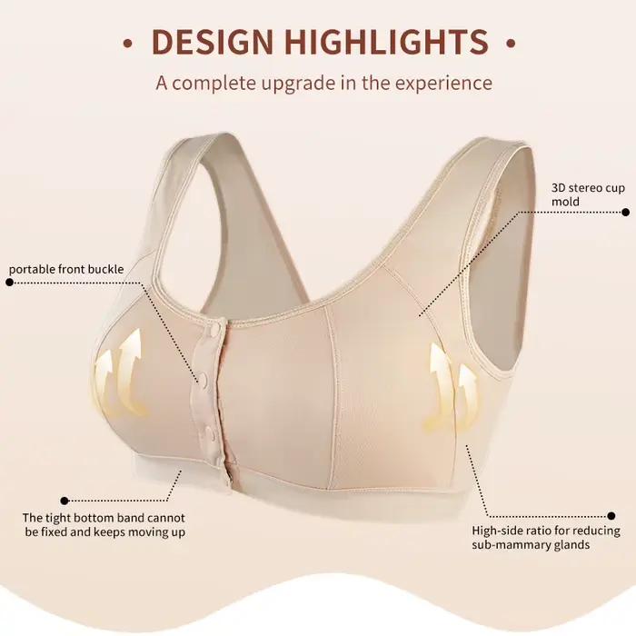 Soutien-gorge de mastectomie avec poches, fermeture frontale, Lingerie en coton grande taille pour femmes post-chirurgicales, insertion en Silicone, 6031