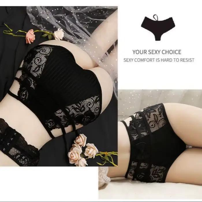Culottes sexy en dentelle ajourée pour femmes, lingerie respirante ultra-fine, sous-vêtements en dentelle florale confortables, taille haute élastique