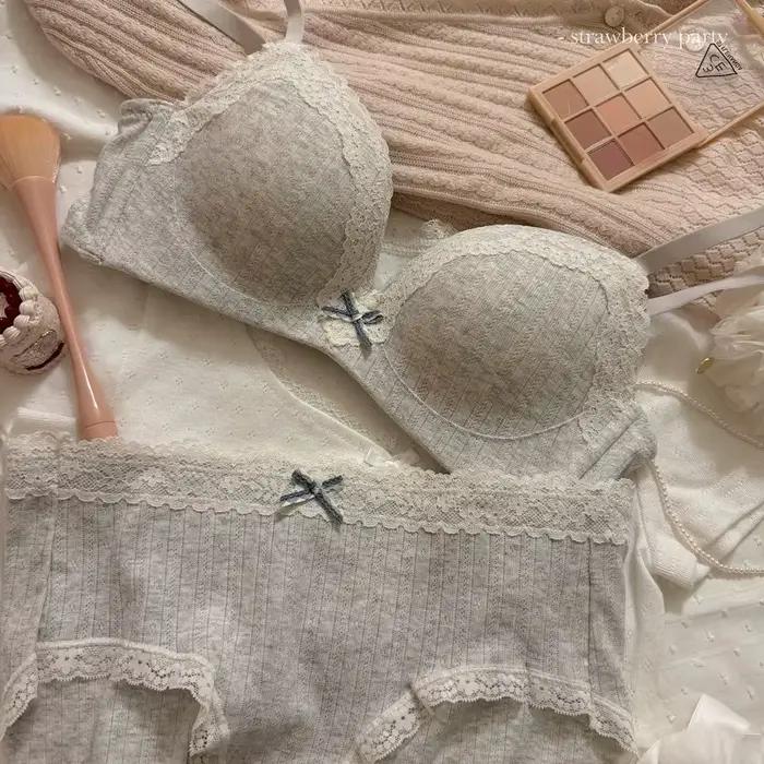 Ensemble de soutien-gorge Floral en dentelle pour adolescents, Sexy, confortable, sans anneau en acier, beauté du dos, petits seins rassemblés, soutien-gorge Anti-affaissement