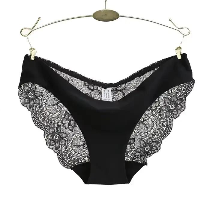 Sexy Dentelle Culotte Femme Culotte Taille Plus Transparent Coton entrejambe Culotte Dames Slip à Taille Basse Sous-Vêtements Nouvelle Vente Chaude