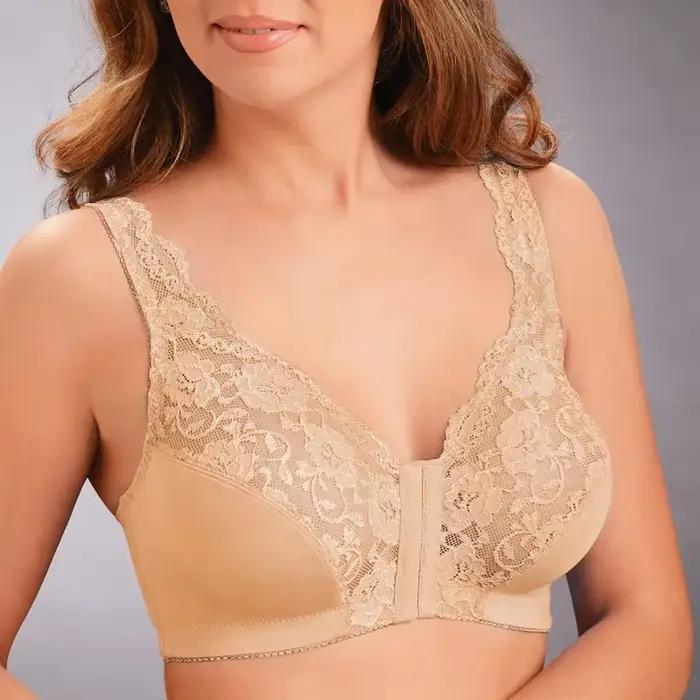 Grande taille dentelle soutien-gorge femme solide noir blanc fermeture avant Bralette femme Sexy respirant confortable sous-vêtements pour femmes