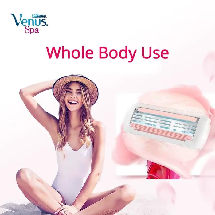 Gillette Venus-Lame de rasoir avec spa lisse pour femme, lame de rasage tranchante à 3 couches, tête de rechange, cadeaux pour dame, courbe du corps